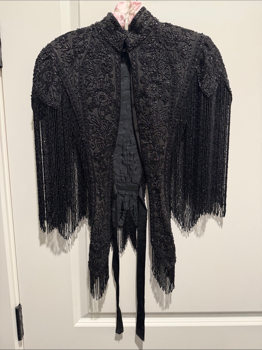 Victorian Black Beaded Fringe Evening Capulet
1880-90s